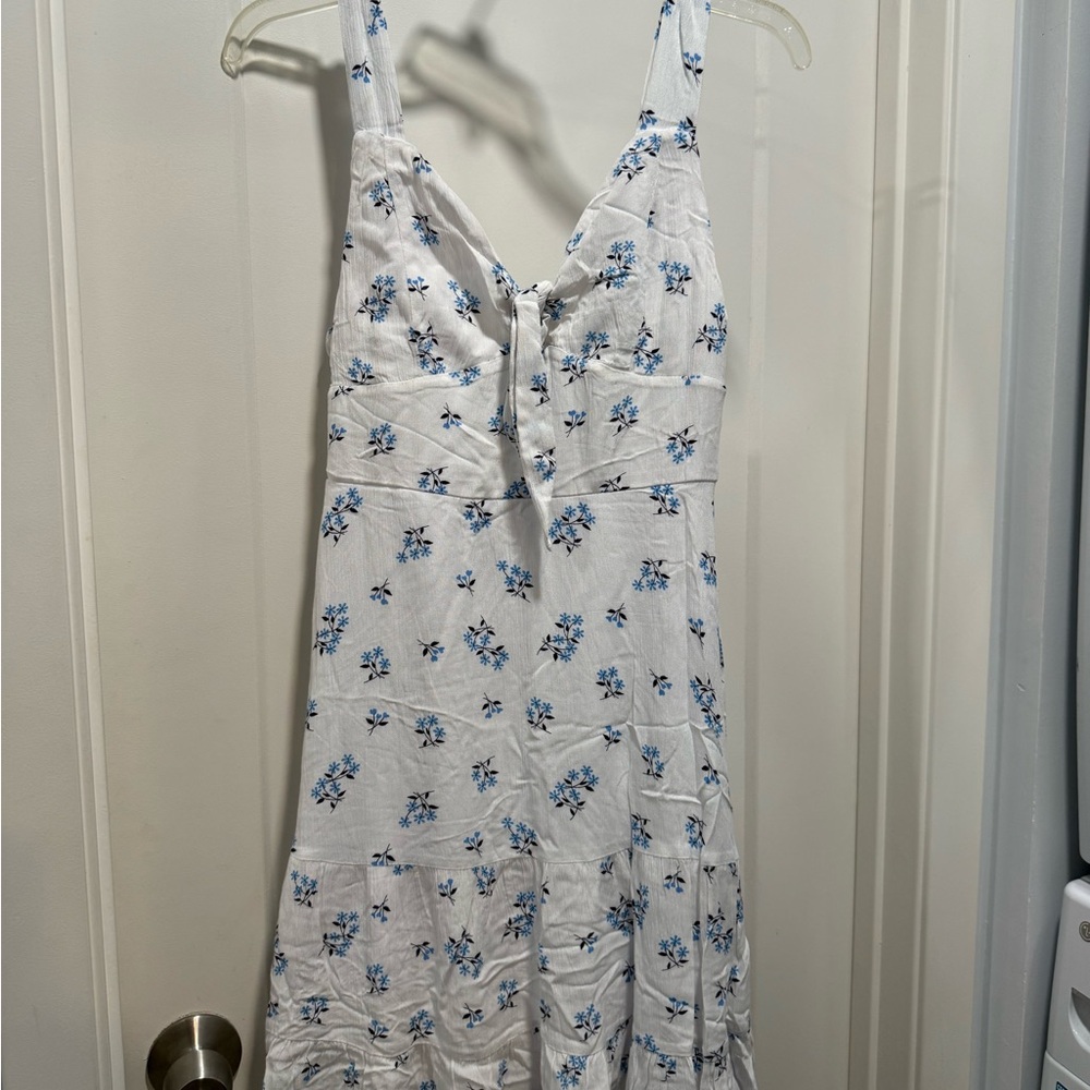 Floral White and Blue Sundress